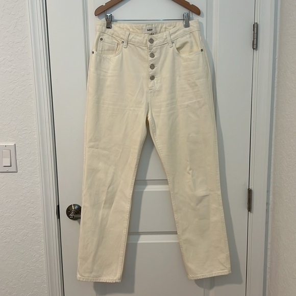 ba&sh Amber High Waisted High Rise Straight Leg Jeans Off White Cream Size 8 - Picture 13 of 16